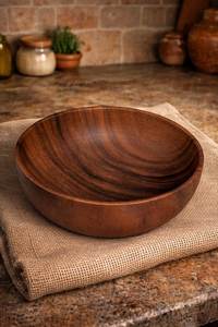 Tazón para Ensalada de Madera de Acacia Hecho a Mano, con Grano Único, Ecológico, Ondulado, Apto para Lavavajillas, Clásico, Sencillo, para Fiestas - Product Image 3