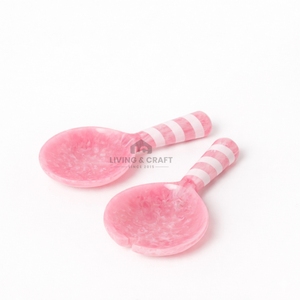 Utensilios de Cocina en Color Caramelo, Tenedor y Cuchara de Resina con Diseño de Espiral Rosa Pastel, Decoración Estética para Habitaciones y Cubiertos para Servir en Fiestas - Product Image 3