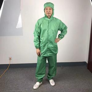 Ropa de Trabajo Antiestática para Cuartos Limpios, Chaqueta y Pantalones con Capucha, con Franjas Blancas, Azules, Rosas y Amarillas de 5 mm, de GI Manufacturers - Product Image 2