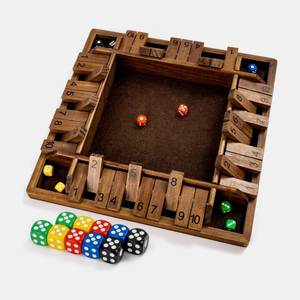 Juego de Mesa de Dados 'Shut the Box' de Madera con Diseño Único, Fichas Numeradas y Dos Dados, Tablero Cuadrado de Fieltro Verde, Juego de Estrategia - Product Image 5