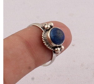 Wholesale Natural Lapis Lazuli <b>Ring</b> <b>925</b> Sterling <b>Silver</b> Round Gemstone <b>Ring</b> Manufacturer Handcrafted Blue Stone Solitaire <b>Ring</b> - Product Image 2