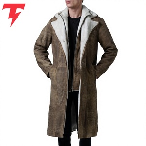 Abrigo Largo de Hombre de Cuero Ecológico, Transpirable, Impermeable, Antiarrugas, con Cuello Mao y Doble Botonadura - Product Image 3