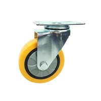 Vente en gros en Stock usine PU jaune industriel pivotant verrouillage moyen Duty roulette pour chariots