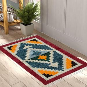 Polyvalent 2x3 Pieds Coton Dhurrie Tapis Ensemble Moderne Réversible Résistant Aux Taches pour Usage Commercial - Product Image 1