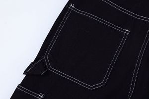 Jeans de créateur pour hommes coupe droite, style streetwear, avec broderies étoiles polaires et franges, de fabricant - Product Image 6