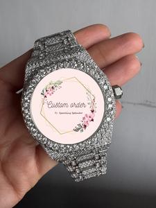 Montre pour homme de luxe entièrement sertie de diamants en moissanite, boîtier rond de 41 mm, montre mécanique automatique, passe le testeur de diamants - Product Image 3