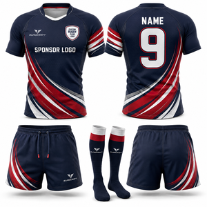 Conjunto de Camiseta de Rugby Personalizada Sublimada, Ajustada, de Manga Corta para Hombre, Spandex/Poliéster, Transpirable, Anti-UV, para Todas las Temporadas - Product Image 2