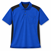 Polo de travail pour hommes bleu marine et bleu roi à manches courtes avec empiècements contrastants et poche poitrine – Uniforme de personnel et vêtements de travail pour équipe