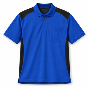 <b>Navy</b> and Royal <b>Blue</b> Mens Workwear <b>Polo</b> <b>Shirt</b> Short Sleeve Contrast Panels Chest Pocket Staff Uniform Team Apparel Work Clothing - Product Image 4