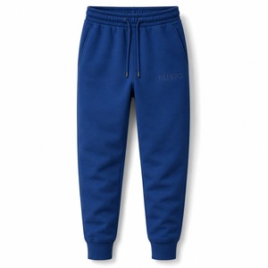 Pantalon de jogging décontracté pour homme en coton bleu de haute qualité, taille élastique avec cordon de serrage, poches, poids moyen, respirant - Product Image 6