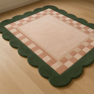 Luxury Customizable irregular shape Handloom Viscose Rug in Modern Green Style Washable Wool <b>Carpet</b> for Home and Picnic Use - Product Image 2