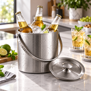 Cubo de Hielo de Acero Inoxidable Premium con Tapa y Asa de Transporte para Bar, Hotel, Restaurante y Uso Doméstico - Product Image 2