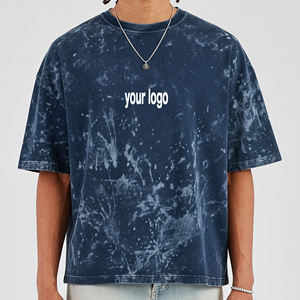 เสื้อยืดคอกลมโอเวอร์ไซส์ทรงแฟชั่นสไตล์ย้อมสีเอซิดสำหรับผู้ชาย พิมพ์ลายโลโก้แบบพัฟฟ์ตามสั่ง - Product Image 4