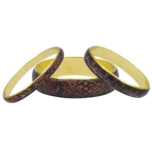 Trio de bracelets en cuir et laiton faits à la main, bracelet texturé en peau de serpent de luxe, cadeau unique pour un anniversaire ou un anniversaire de mariage pour elle - Product Image 5