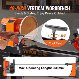 1 HP 750W tornio lavorazione del legno Stand a velocità variabile continuo 700-2600 RPM 13.78X37.8 legno tornio attacco copia luce esagonale - Product Image 3