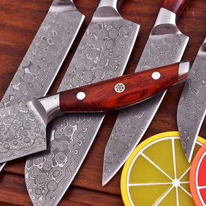 Ensemble de couteaux de chef en acier Damas Nordic Forge, cinq pièces, manches en bois Pakka, lames aiguisées ambidextres, ensemble de couteaux de cuisine faits à la main - Product Image 2