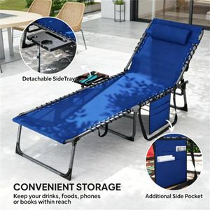 Sedia a Sdraio Pieghevole Blu Scuro per Esterni e Giardino - Product Image 4