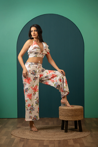Conjunto de Pantalones y Top Corto con Volantes, Estampado Floral, Estilo Veraniego y Fresco, Marca Sukoon Breezy |   Ropa de Uso Diario para Mujer, Ligera, Cómoda y Elegante - Product Image 2