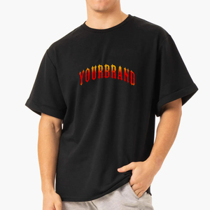 Yourbrand Men's Black Short Sleeve T-<b>Shirt</b> With Red <b>Flame</b> Logo Front Printed Regular Fit Casual O-Neck Jersey Cotton - Product Image 1