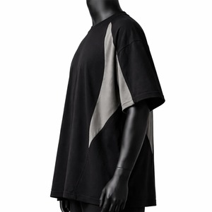 Camiseta Moderna de Diseño Personalizado con Múltiples Paneles para Hombre, 100% Algodón, Negra y Gris, Estilo Oversize con Bloques de Color en Contraste - Product Image 2