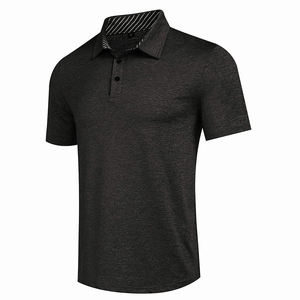 Polo de golf pour homme, coupe ajustée, couleur noire, séchage rapide, manches courtes, idéal pour l'été. - Product Image 1