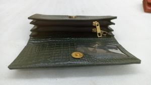 Pochette en cuir véritable pour femme, imprimé crocodile, fermeture à bouton, porte-monnaie tendance, portefeuille grande capacité, coton - Product Image 5