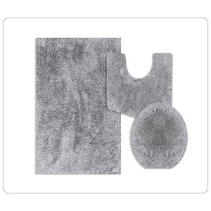 Customised Essential 3-Piece Bathroom Rug Set, Plush Microfiber Bath <b>Mat</b>, U-Shaped Contour Rug and Toilet Lid Cover, Ultra - Product Image 1