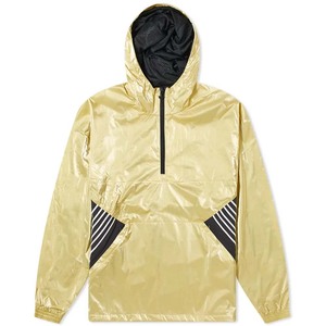 Veste coupe-vent à capuche avec demi-fermeture éclair dorée, double face, couleur or, design extérieur personnalisé - Product Image 1