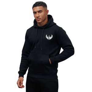 Sweat à capuche noir pour homme, pull décontracté en molleton, manches longues, vêtements de sport, tenue de gym, mode hiver - Product Image 1