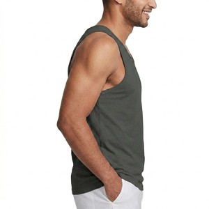 <b>Mens</b> Olive Green Tank Top Sleeveless Cotton <b>Gym</b> <b>Vest</b> Soft Casual Fitness Singlet Breathable Summer Wear Custom OEM - Product Image 2