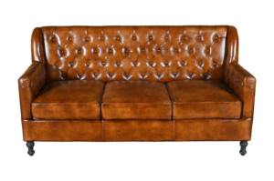 Duraster Premium Chesterfield Brown Leather Three Seater <b>Sofa</b> Classic Transitional Eco Friendly <b>Wood</b> <b>Frame</b> Furniture - Product Image 2