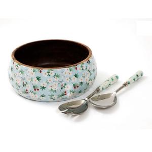 Ensemble de vaisselle décoratif en bois avec bol à salade, couverts en acier, cuillères à salade, ustensiles de cuisine et bols à fruits en bois - Product Image 3