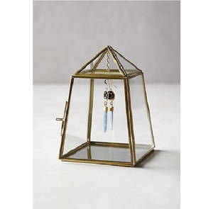 Boîte à bijoux vintage de qualité supérieure en métal doré et verre, avec couvercle à charnière, pour bagues et colliers, capacité 1-3L - Product Image 3