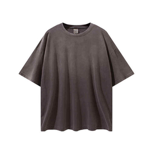 T-shirt personnalisé à épaules tombantes style streetwear coupe ample délavé à l'acide, haute qualité, grande taille homme, 100% coton, écologique et respirant - Product Image 1