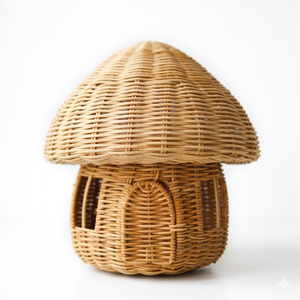 Maison en rotin en forme de champignon, maison de jeu très vendue, maisonnettes pour enfants avec porte ouverte - Product Image 5