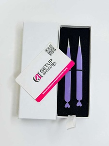 Pince à épiler professionnelle en acier inoxydable violet motif Tigre Floral, pointue, argentée, avec logo personnalisé, écologique et légère - Product Image 5