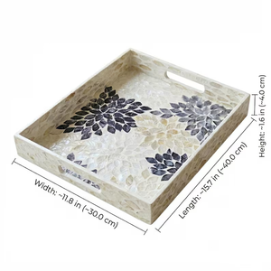 ถาดฝังมุกทำมือจาก PERFECT ENTERPRISES |   ถาดเสิร์ฟโมเสคเปลือกหอยหลากสี - Product Image 2