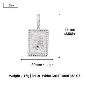 Hot Sale Trendy Gold & <b>Silver</b> Hip Hop Square Jesus Face Pendant for Rap and Street Fashion <b>Fans</b> Available at Best Price - Product Image 5