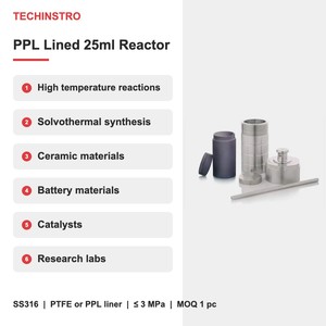 Mejor Reactor de Autoclave Hidrotermal de Acero Inoxidable de 25 ml con Revestimiento de PPL, 260 °C, Uso en Laboratorio OEM, Revestimiento de PTFE, Tamaños de hasta 2000 ml - Product Image 5