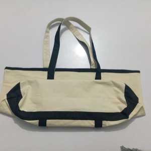 Heavy Duty Cotton <b>Canvas</b> <b>Tote</b> Bag Two-Tone Ladies Shoulder Bag Front Pocket Zipper Closure Letter Pattern Exhibition Beach <b>Tote</b> - Product Image 3