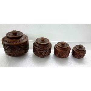 Jarrón Cilíndrico de Madera de Sheesham Hecho a Mano - Precios al por Mayor B2B - Product Image 3