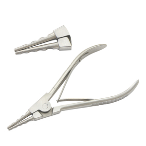 Pince à ouverture à ressort 140 mm en acier inoxydable avec poignées rainurées pour sertissage, pêche, fabrication de bijoux, bricolage et artisanat, à action inversée - Product Image 1