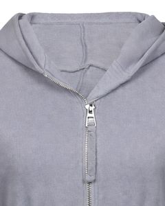 Womens Light Grey <b>Cropped</b> <b>Zip</b> <b>Up</b> Hoodie Slim Fit Long Sleeve Casual Streetwear Cotton Fleece Sweatshirt Custom Logo ODM Factory - Product Image 5