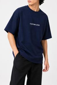 T-shirt Homme Oversize Tendance en Coton Bleu Marine Col Rond Manches Courtes Écologique 220g Coupe Décontractée en Jersey - Product Image 3