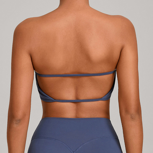 Ensemble soutien-gorge sans bretelles en jersey tricoté sans couture pour femme, bleu, en jersey, élasthanne et nylon, maintien moyen, lavable en machine - Product Image 3