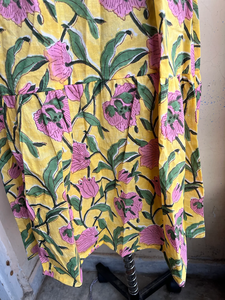 Robe longue vintage en coton indien, imprimée à la main, à motifs floraux, avec col carré, techniques de broderie, robe maxi - Product Image 3