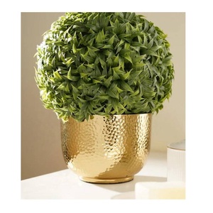 แจกันเหล็กชุบทองพร้อมฐานไม้แจกันทรงโต๊ะสไตล์โมเดิร์น - Product Image 6