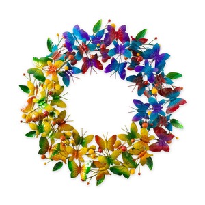 Guirlande de papillons colorés, réalisée avec des papillons peints multicolores disposés dans une palette de dégradé arc-en-ciel vibrant pour la décoration - Product Image 1