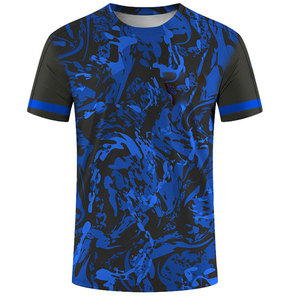 T-shirt pour homme à manches courtes, col rond, imprimé camouflage bleu, séchage rapide, coupe décontractée, tricoté en polyester - Product Image 1