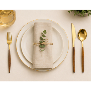 Luxury Gold Cutlery Set Wholesale Premium Stainless Steel <b>Flatware</b> with Wood Handle Silverware for Hotels and Restaurants - Product Image 2